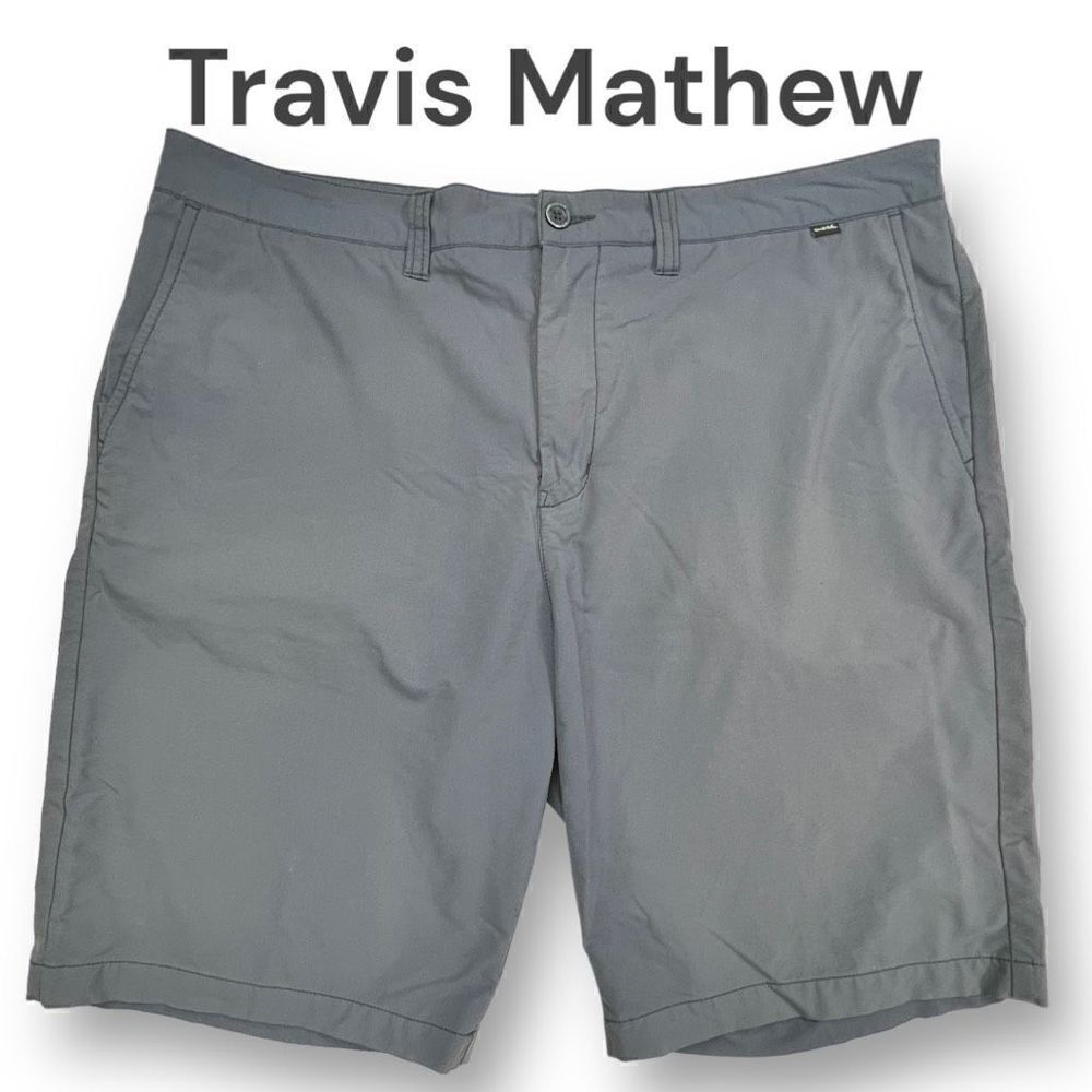 Travis Mathew Shorts Men's Size 40 Blueish Grey Golf Shorts Chino Flat Front